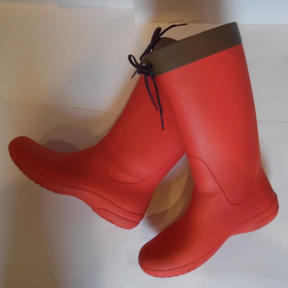 Crocs Womens Freesail Coral Red Lightweight Waterproof Lace Rain Boot Shoes - Picture 4 of 10